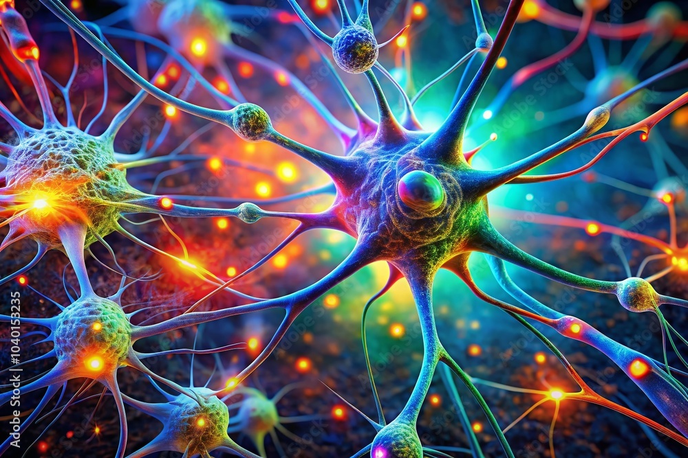 Aufkleber neural network symphony: a stunning 3d visualization of interconnected neurons showcasing the intric