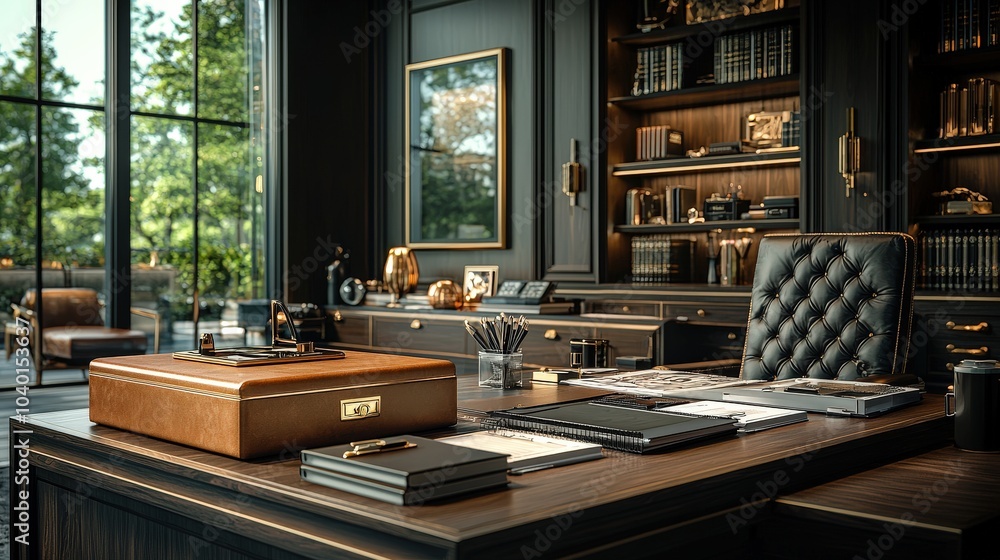 Poster a professional desk featuring a stylish box with organized paperwork, emphasizing the importance of 