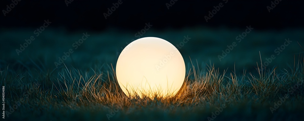 Poster enchanted glow in the shadows - a mysterious orb illuminates a dark clearing capturing the essence o