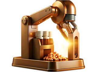 Robotic Pharmacy System Dispensing Medications Concept - Abstract Image of Healthcare Efficiency with Bokeh Background, Ideal for Medical Facilities Stock Photo