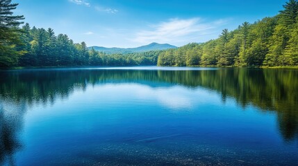 Obraz premium Quiet lake in the Appalachian Mountains, with space for copy in the calm waters