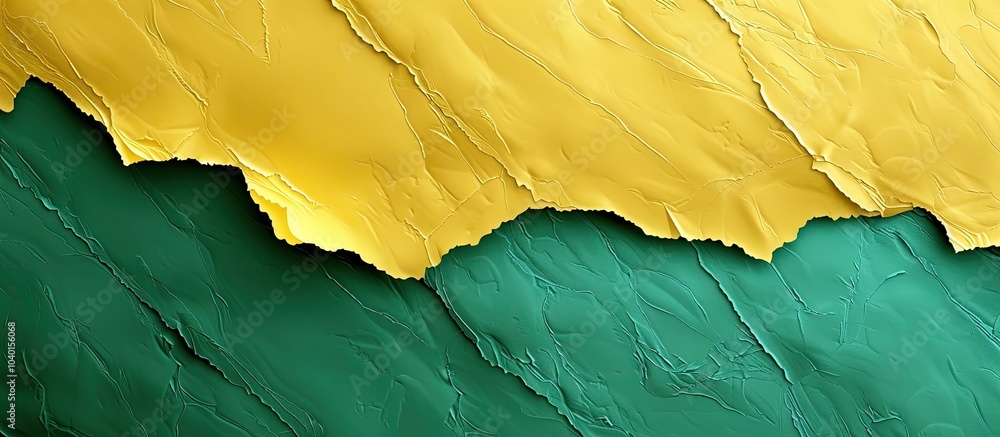 Poster close up image of textured green and yellow paper for banner background with copy space image
