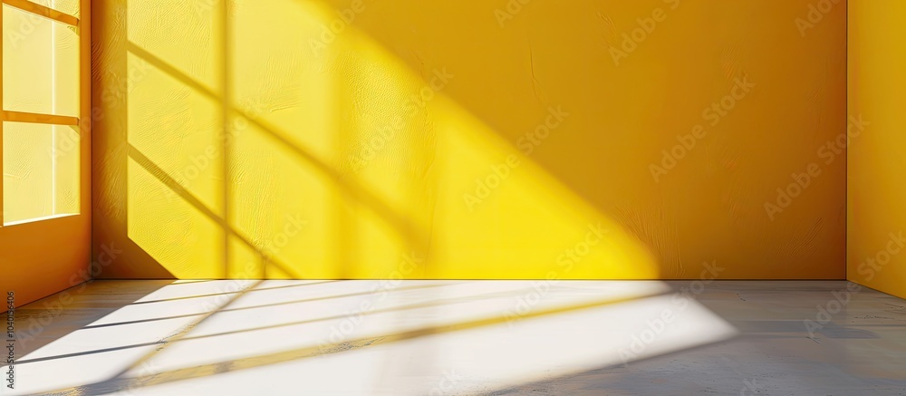 Poster yellow background with shadow from window for presenting products against a studio backdrop ideal fo
