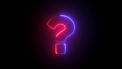  question mark symbol animation. Neon question mark icon on black background. - Powered by Adobe