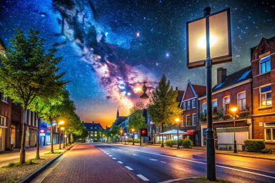 Night Photography of a Signboard Pointing Towards Doetinchem Illuminated in the Dark
