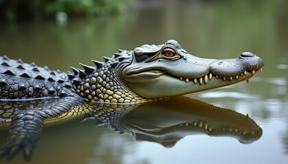 Fototapeta premium Crocodiles calm demeanor in the wild