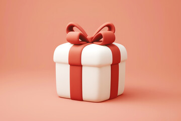 cartoon-style gift box with red ribbon, holiday designs, Christmas, and festive celebrations