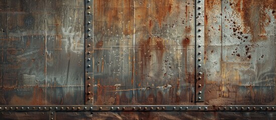 Industrial background featuring aged brown iron with copy space image available
