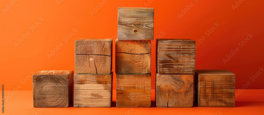 Poster Wooden blocks with a vivid orange backdrop showcase an estate planning message serving as a symbolic representation with available copy space image