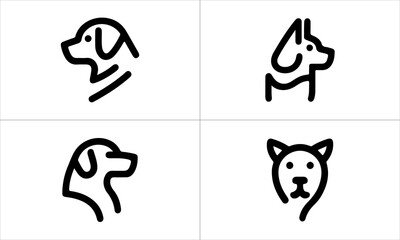 Naklejka premium set of dog icons logo vector. minimalist line art dog head logo icon illustration 