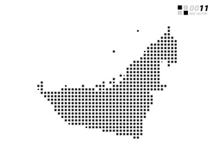Vector abstract pixel black of United Arab Emirates map. Organized in layers for easy editing.