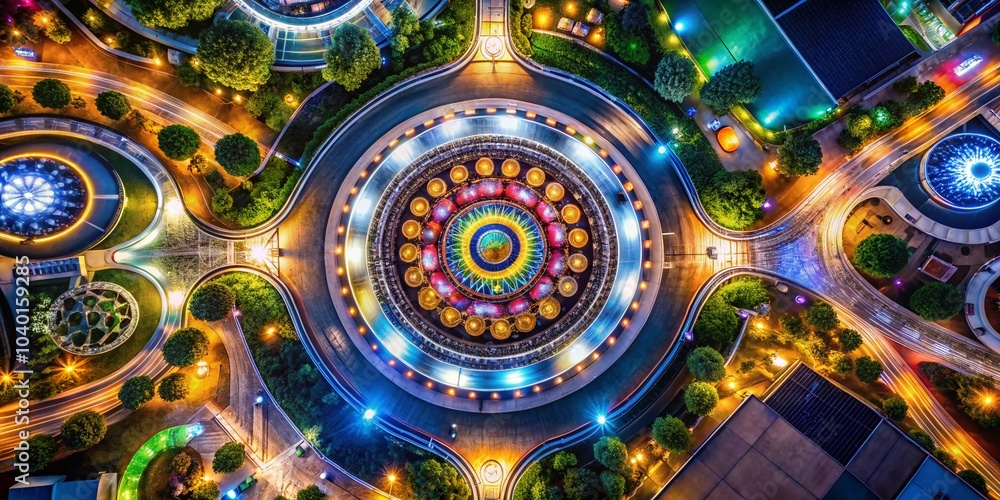 Aufkleber night photography of divided circles design symbolizing segmentation and data visualization on a whi