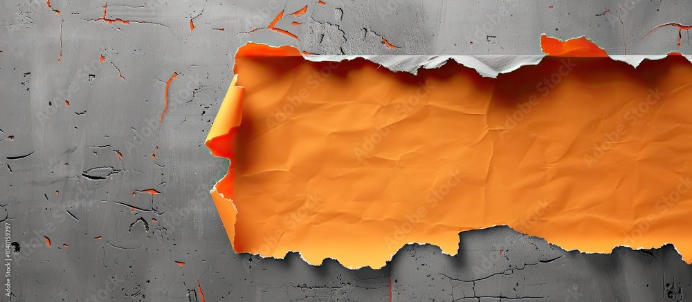 Poster orange paper with torn edges and a gray background creates a visual metaphor for a marketing budget 