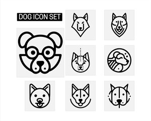 set of dog icons logo vector. minimalist line art dog head logo icon illustration 