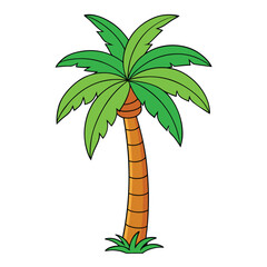 Palm Tree Silhouette Vector Art Illustration for Natural Forest Design.