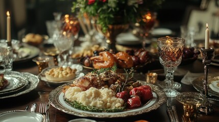 Elegant Festive Dinner Table Setting