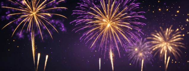 Bright fireworks light up the night sky on New Year's Eve