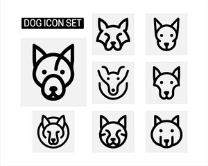 set of dog icons logo vector. minimalist line art dog head logo icon illustration 