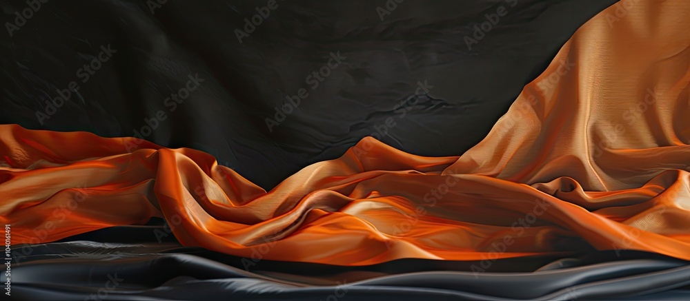 Poster the backdrop features a black and orange fabric creating a distinct copy space image