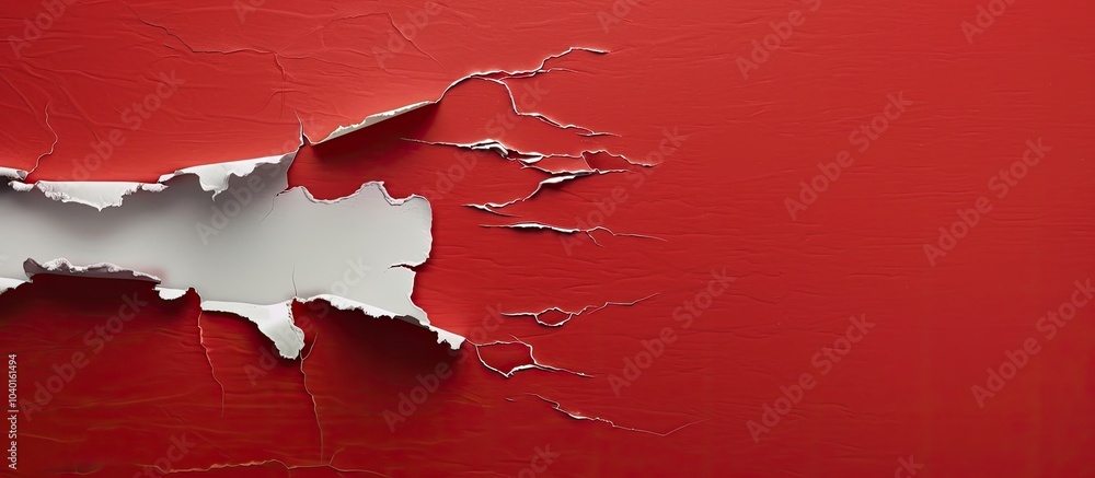 Poster a torn paper piece with a red backdrop carries a message about flexible work serving as a visual sym
