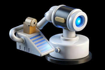 Robotic Laser Scanning Patient Data Barcode Macro Shot Security Efficiency Healthcare Information Systems Ample Copy Space Photo Stock