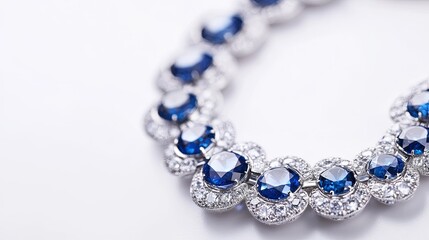 Obraz premium A gemstone necklace featuring brilliant-cut diamonds and sapphires, isolated on a white background