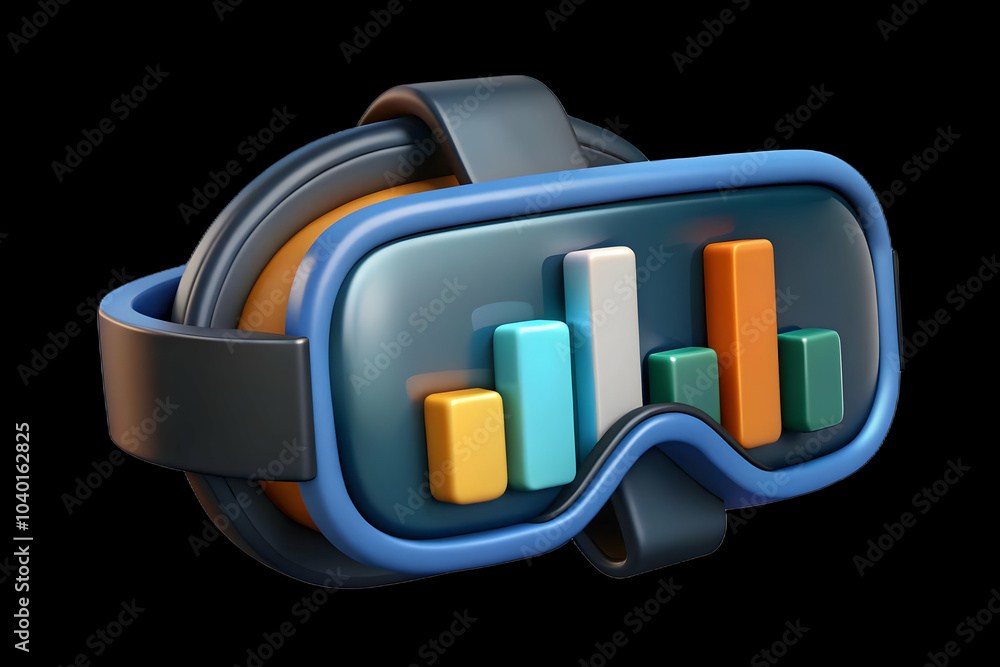 Poster close up vr headset financial charts macro image innovative data analysis virtual reality financial 