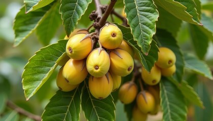  Bountiful harvest of fresh vibrant yellow fruits on a tree