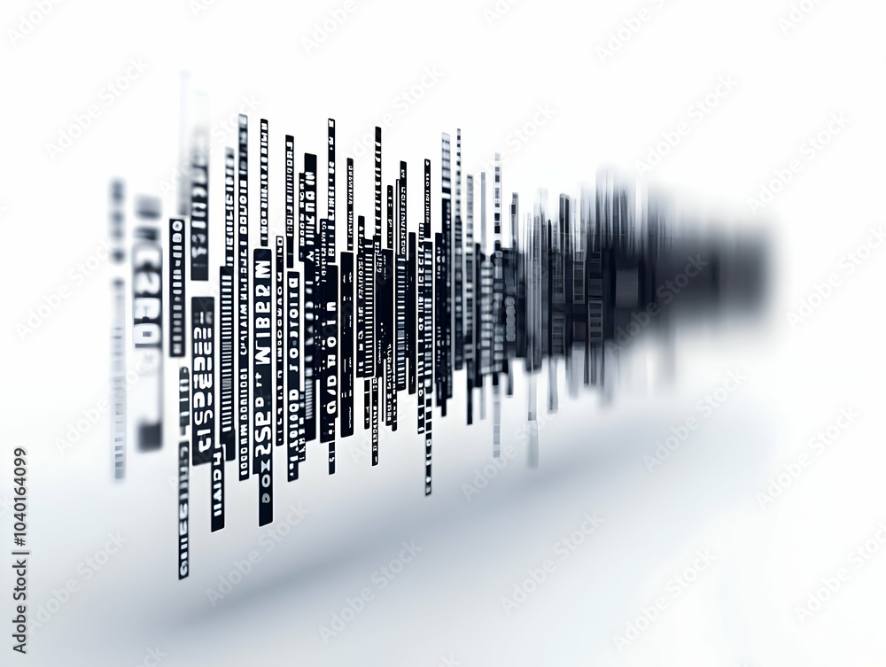 Poster macro shot of barcode transforming into digital code | fusion of physical and digital commerce | hor