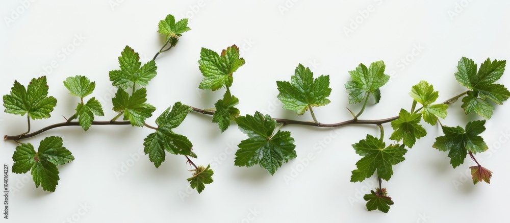 Canvas Prints star gooseberry leaves set against a white backdrop create a striking copy space image