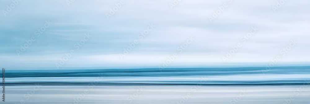 Poster minimalist ocean horizon with soft pastel tones creating a serene and tranquil atmosphere for relaxa