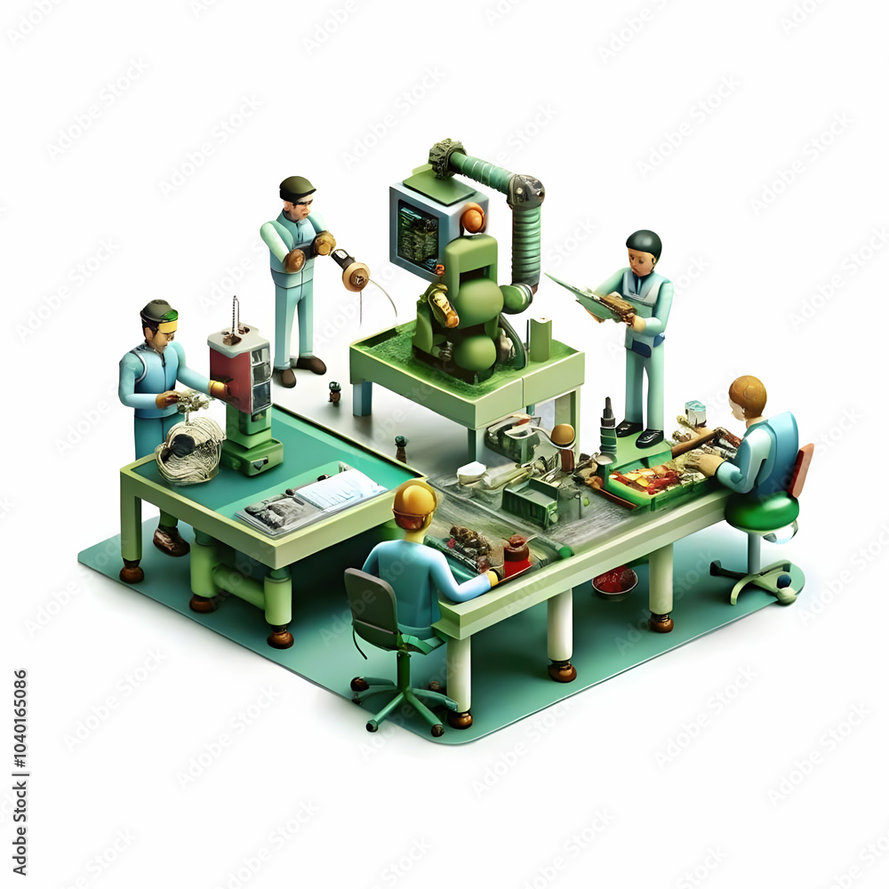 Poster engineers robots building prototype lab innovation collaboration research engineering systems candid