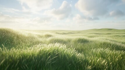 Fototapeta premium The serene Great Plains with tall grasses waving in the wind, leaving room for copy