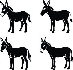 Donkey silhouettes vector illustration.