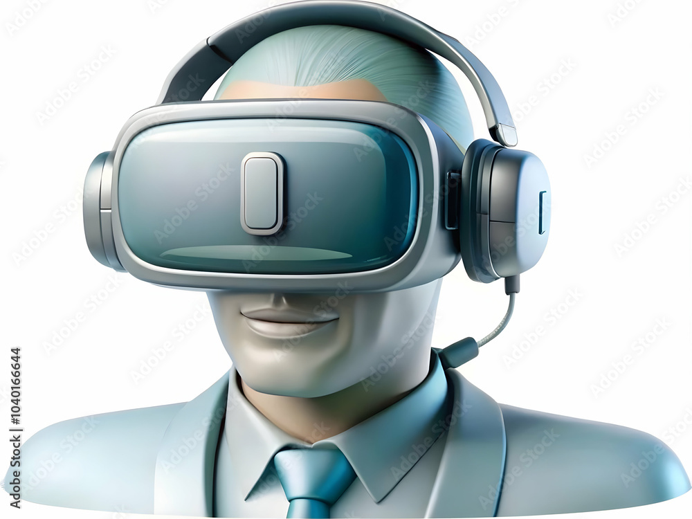 Poster close up vr headset customer service interface macro shot support representative office innovative i