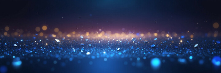 Sapphire glitter bokeh background with unfocused shimmer creating a dazzling effect