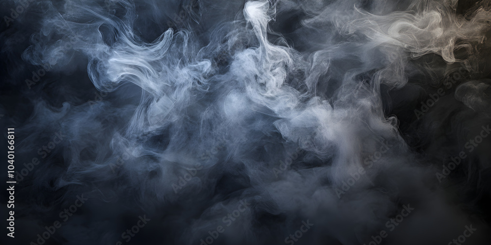 Poster abstract background with swirling smoke in shades of gray and black creating a mysterious and dreaml