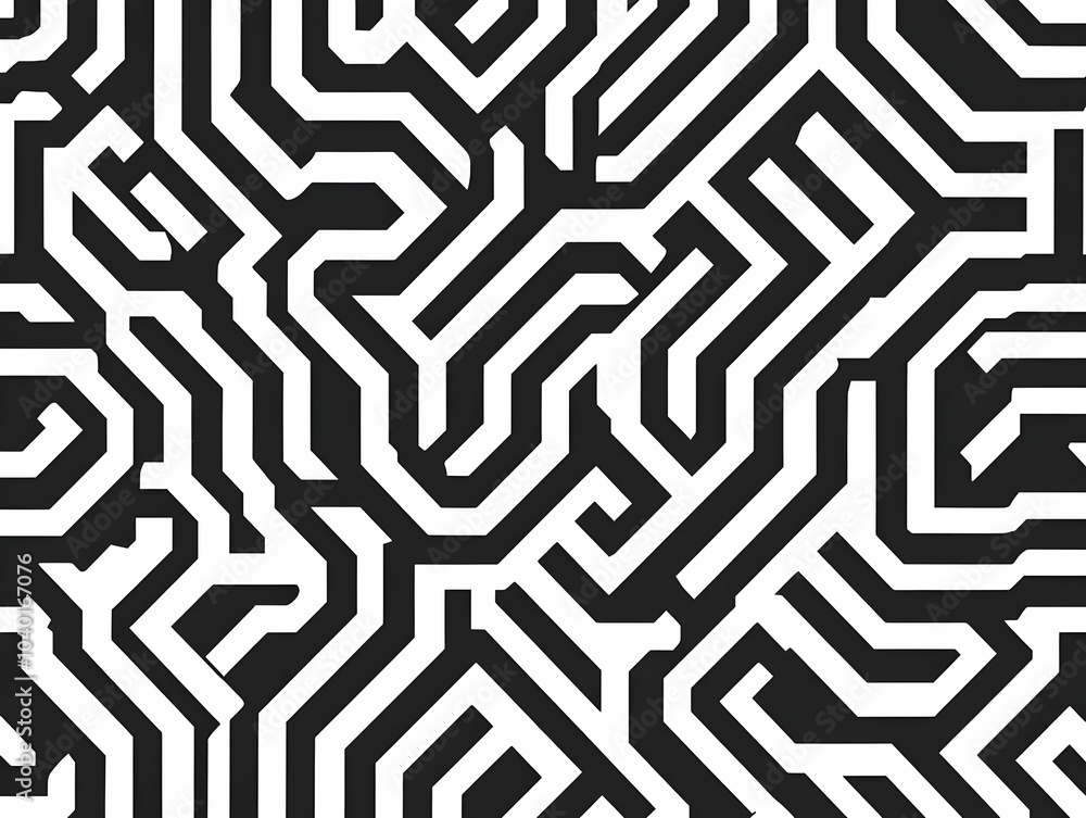 Poster flat white labyrinth outline tiles seamless pattern - simple white labyrinths showcasing journey con