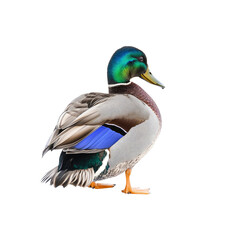 Obraz premium Mallard Duck Standing on White Background