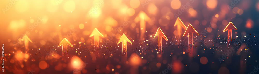 Poster abstract upward pointing arrows with bokeh background for growth concept | soft style overlay on war