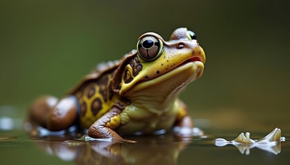 Fototapeta premium Aquatic beauty A frogs gaze in the wild