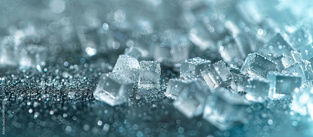Poster sugar crystals displayed on a table with available space for copying images