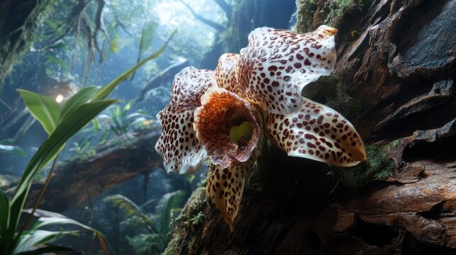 Vibrant Grammatophyllum Scriptum Orchid in Nature