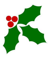 Holly christmas clip art design on plain white transparent isolated background for card, shirt, hoodie, sweatshirt, apparel, card, tag, mug, icon, poster or badge