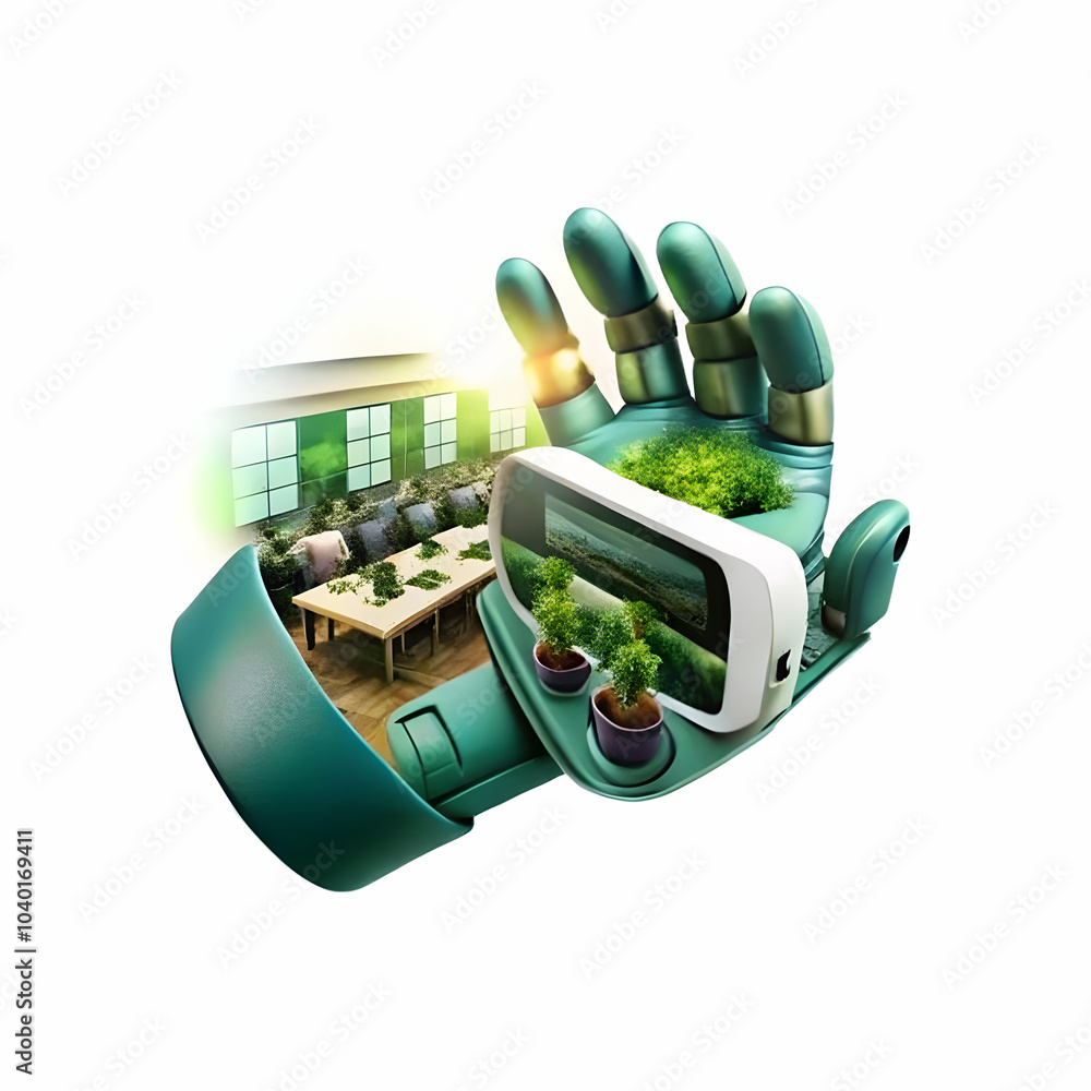 Poster close up vr gloves manipulating virtual objects macro image hands wearing vr gloves interacting virt