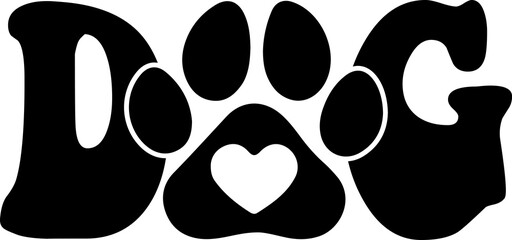 Dog paw print clip art design on plain white transparent isolated background for card, shirt, hoodie, sweatshirt, apparel, card, tag, mug, icon, poster or badge