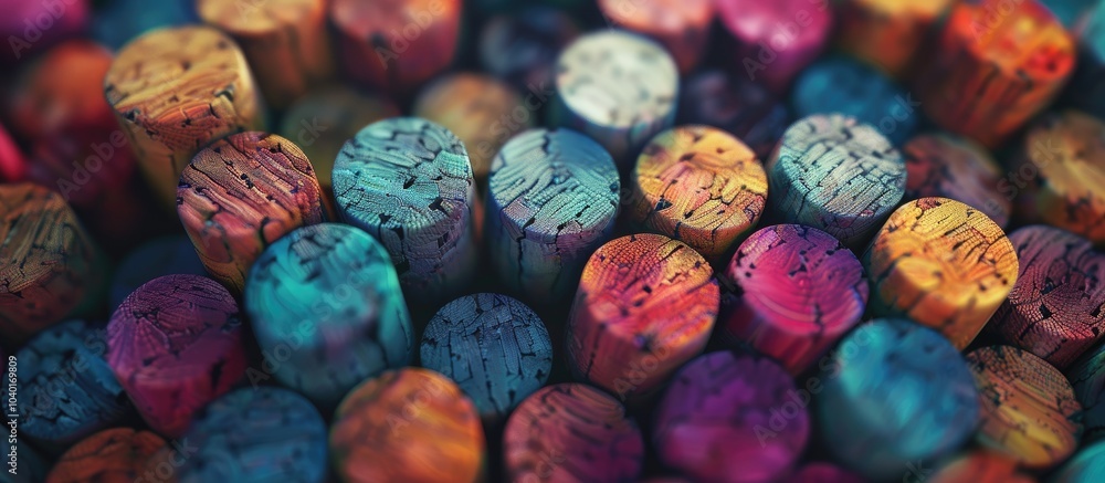 Poster colorful background with wine corks for a copy space image