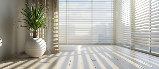 Adjusting window blinds at home perfect for copy space image