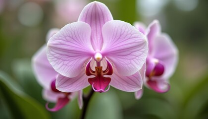 Fototapeta premium Elegance in bloom A closeup of a delicate orchid