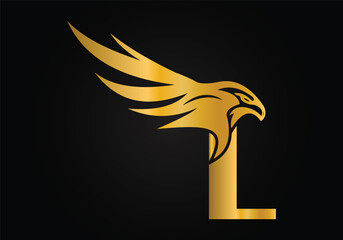 Initial L monogram letter alphabet with Eagle head symbol. Letter With Eagle Logo Design Vector Template
